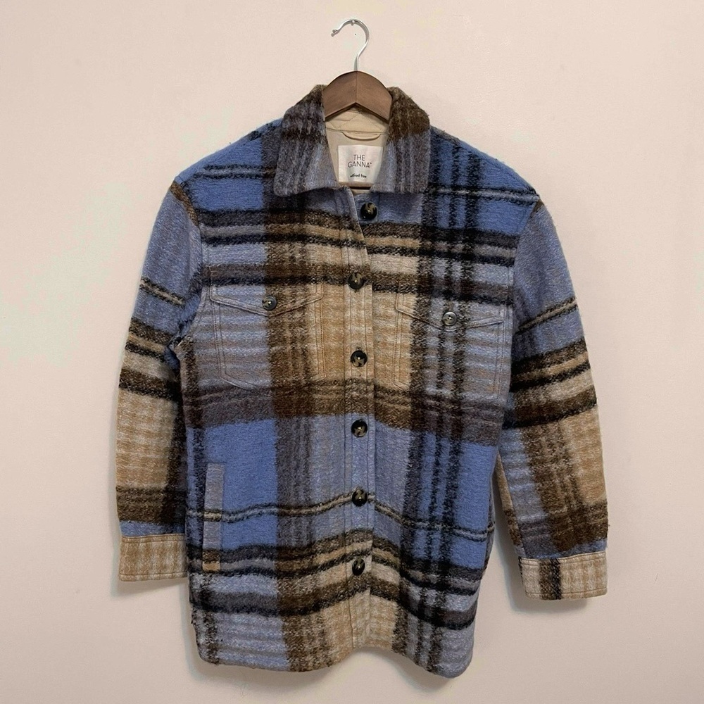 The Ganna Utility Cabincore Shirt Jacket Aritzia Italian Wool Plaid SMALL